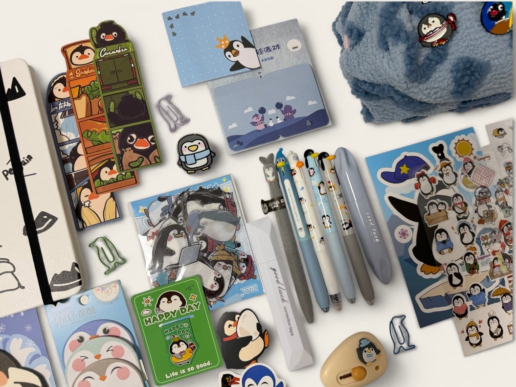 Chill & Create" Penguin Stationery Set 🐧” - Large