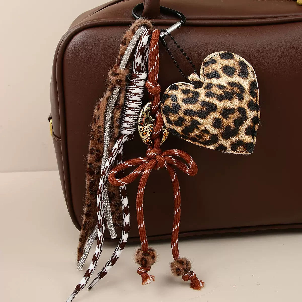 Leopard Heart Bag Charm