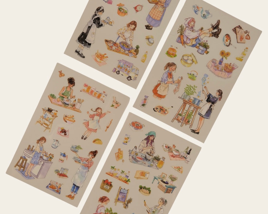 Aesthetic Daily Life Sticker Sheets β 4 Pack