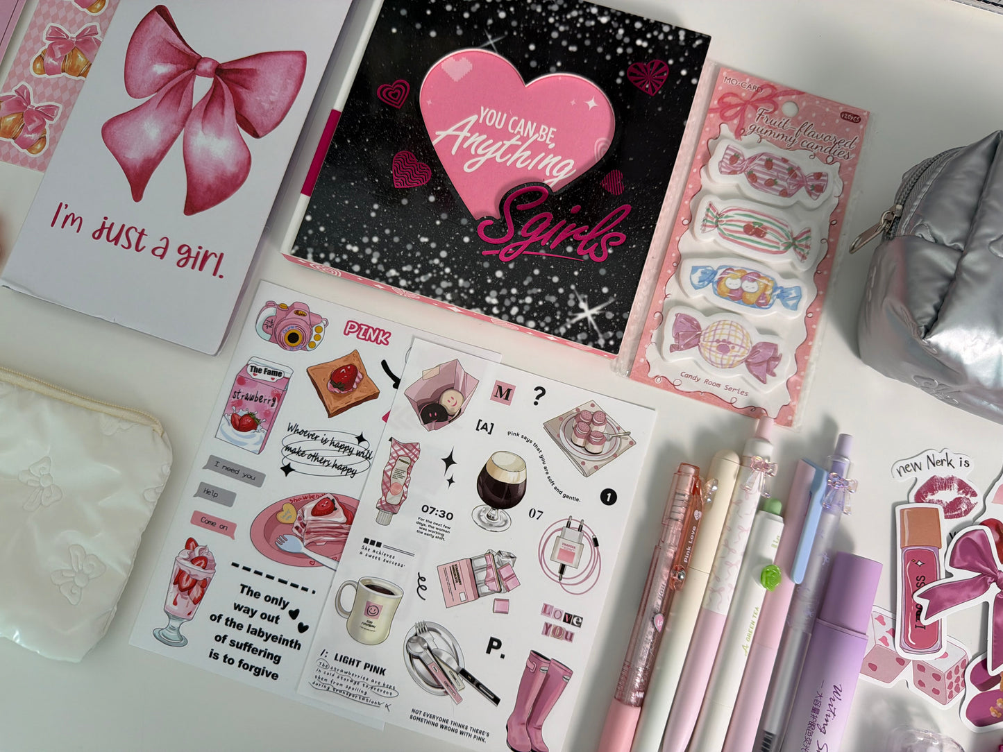 DarkPink Stationery Box – Cute Planner Set, Stickers, Pens & Desk Accessories Gift Box