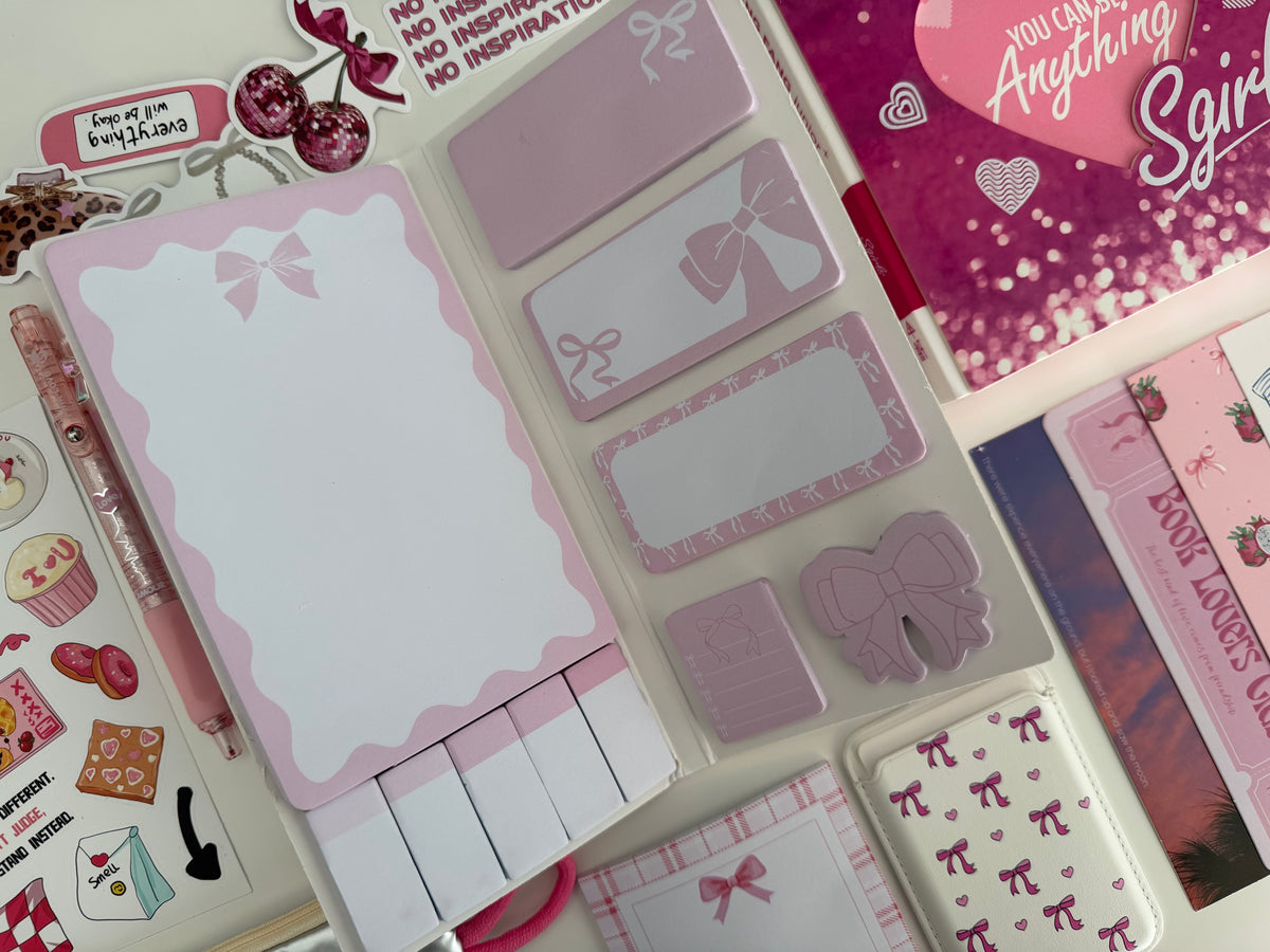 Pink Aesthetic Stationery Box – Cute Planner Set, Stickers, Pens & Desk Accessories Gift Box