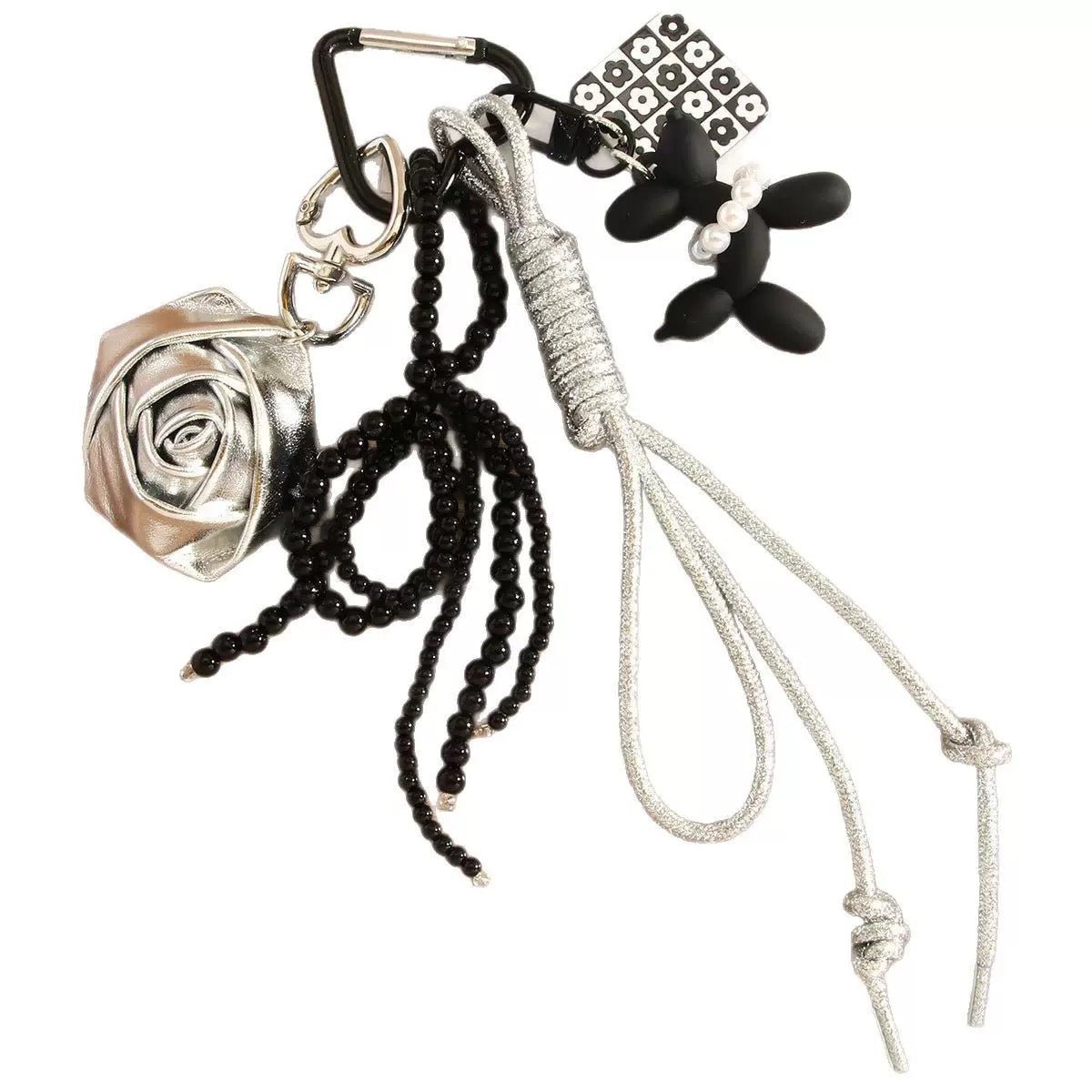 Black Rose Charm Keychain