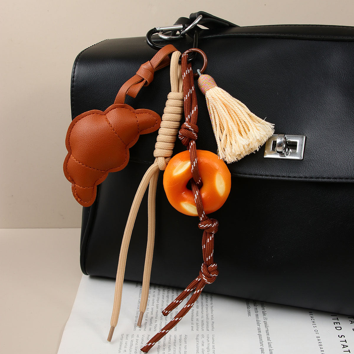 Paris Morning Bag Charm (Croissant & Donut)