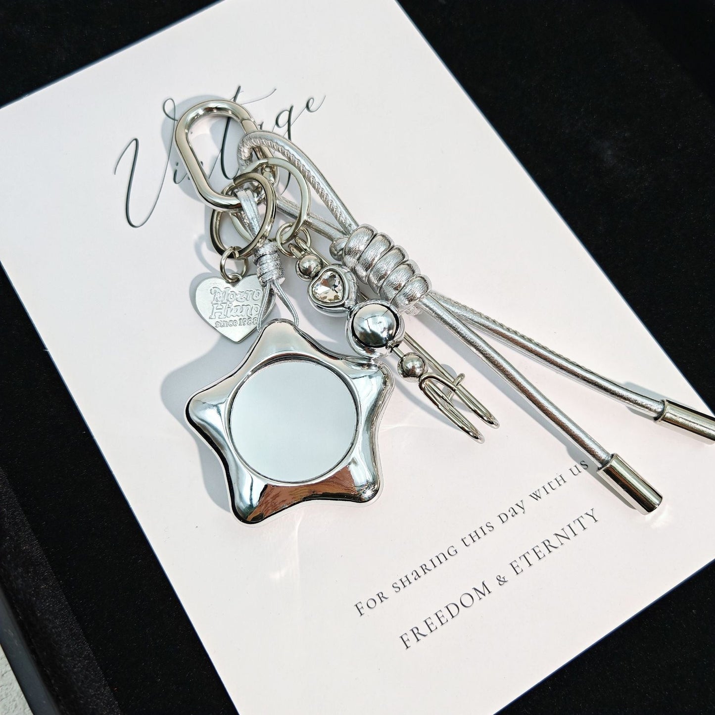 Starlight Mirror Bag Charm — Silver Star