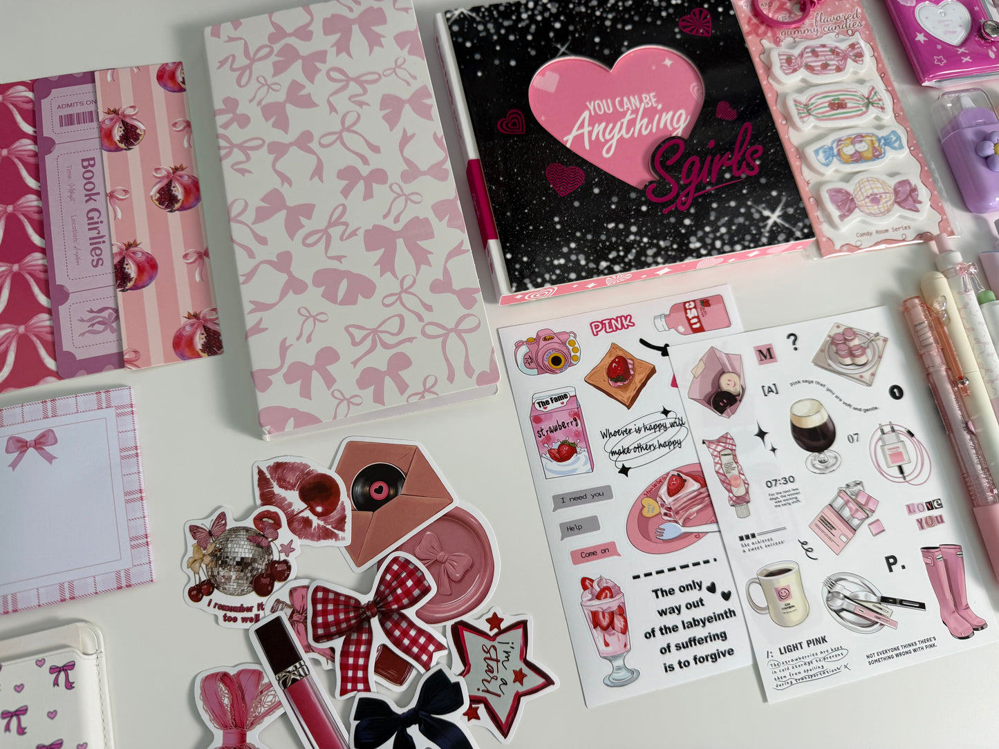 DarkPink Stationery Box – Cute Planner Set, Stickers, Pens & Desk Accessories Gift Box