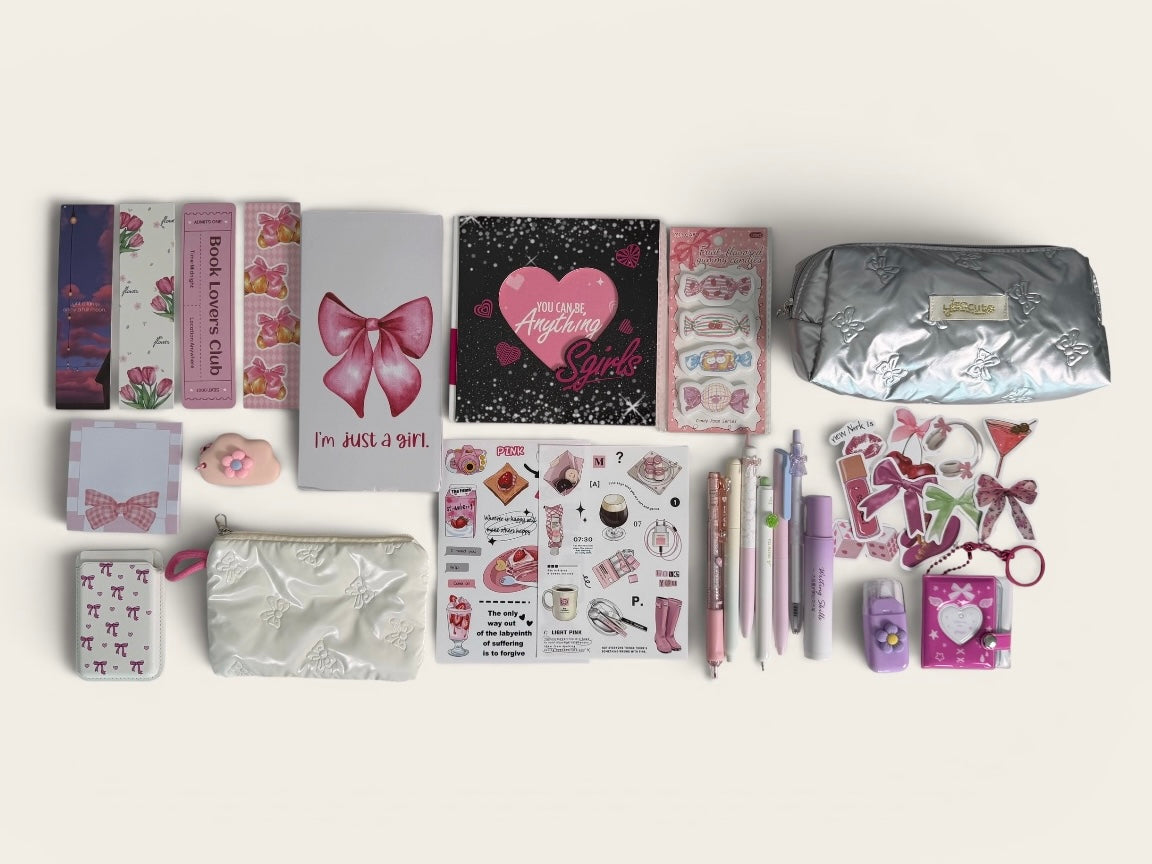 DarkPink Stationery Box – Cute Planner Set, Stickers, Pens & Desk Accessories Gift Box