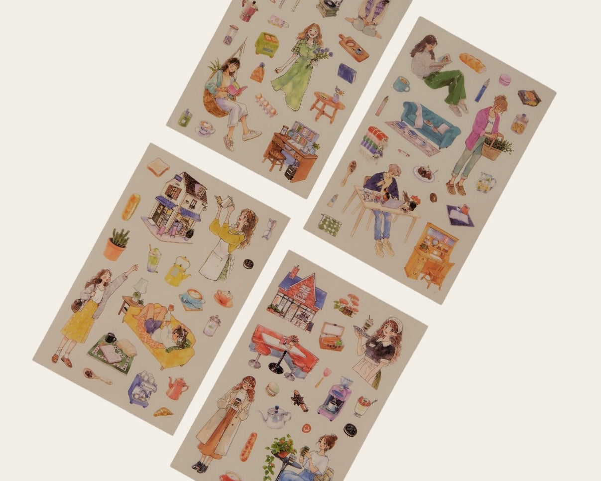 Aesthetic Daily Life Sticker Sheets – 4 Pack