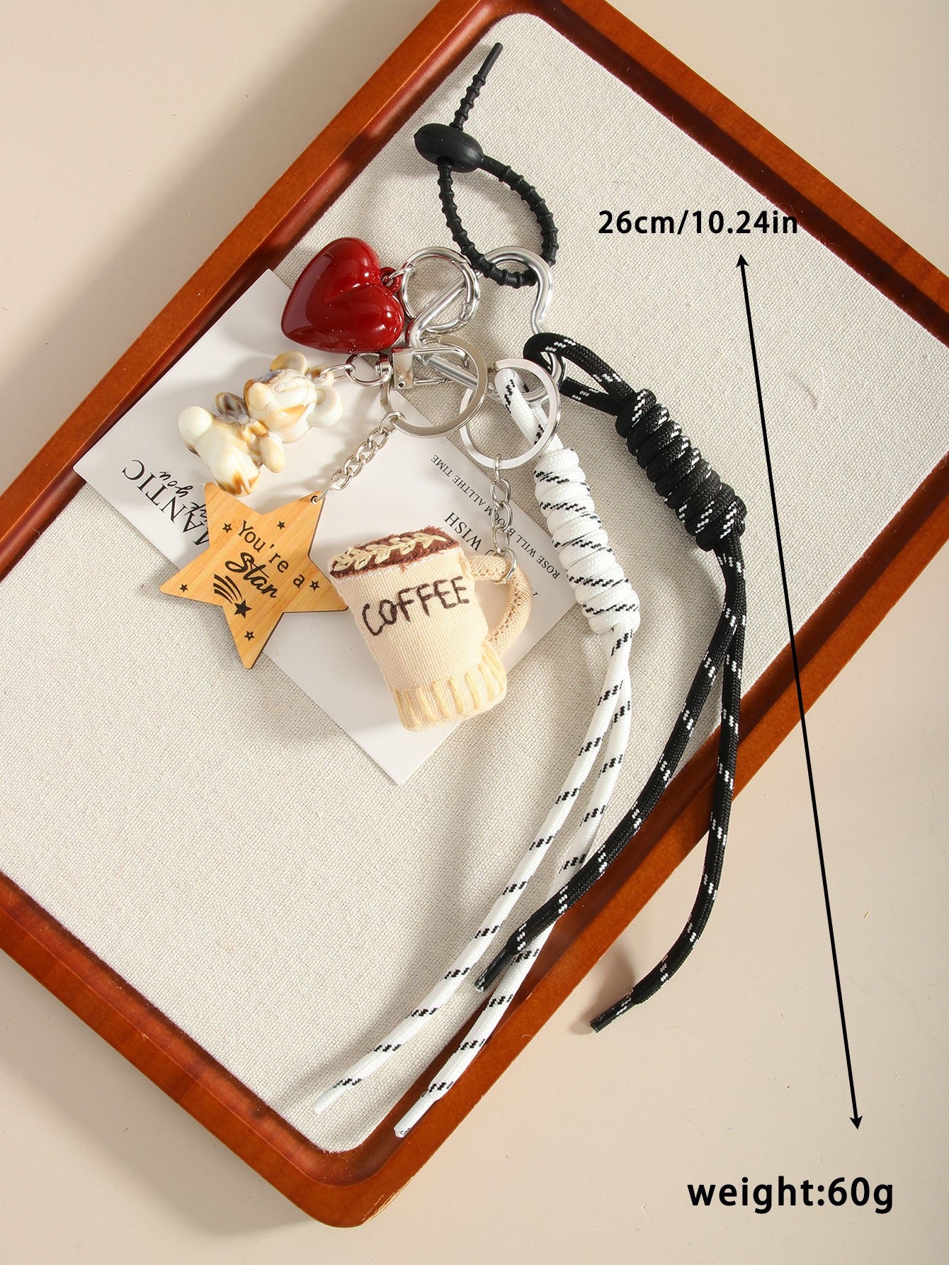 Coffee Charm Keychain with Wrist Strap – Cute Bag Accessory & Gift Idea