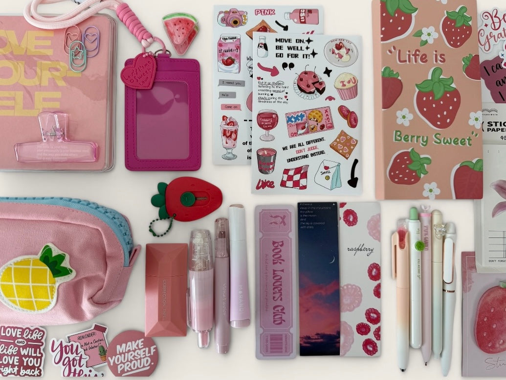 Aesthetic Stationery Box – Complete Desk Set (Notebook, Pouch & Accessories)