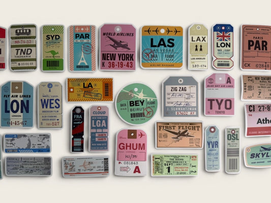 Vintage Travel Ticket Stickers Set (10pcs) ✈️ Retro Airline & Boarding Pass Style Random Pack