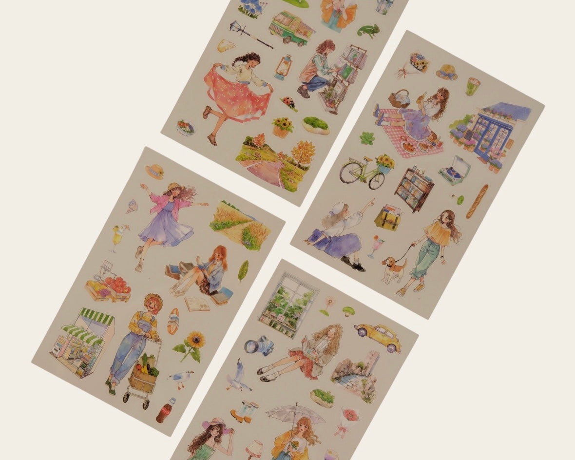 Aesthetic Daily Life Sticker Sheets – 4 Pack