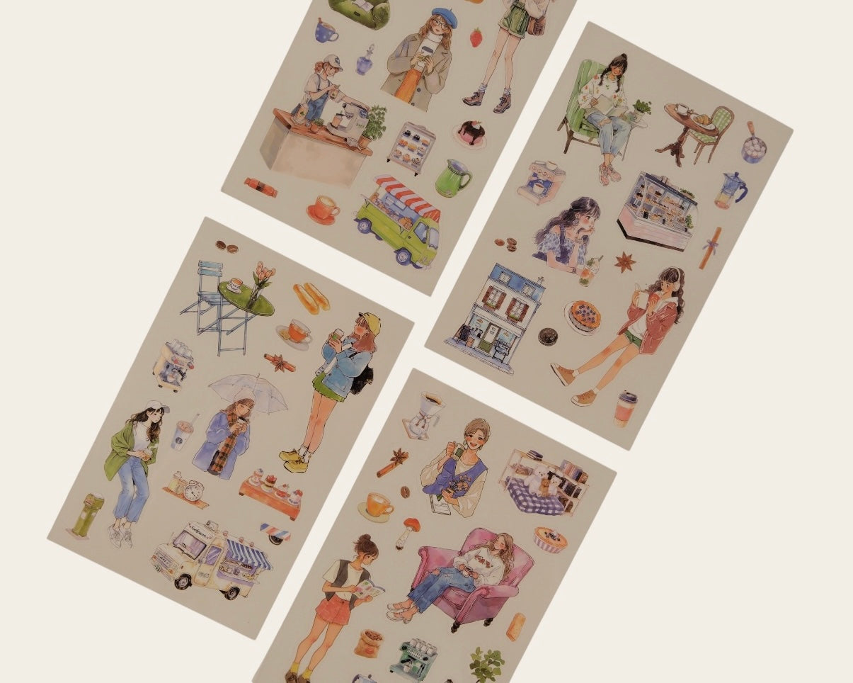 Aesthetic Daily Life Sticker Sheets – 4 Pack