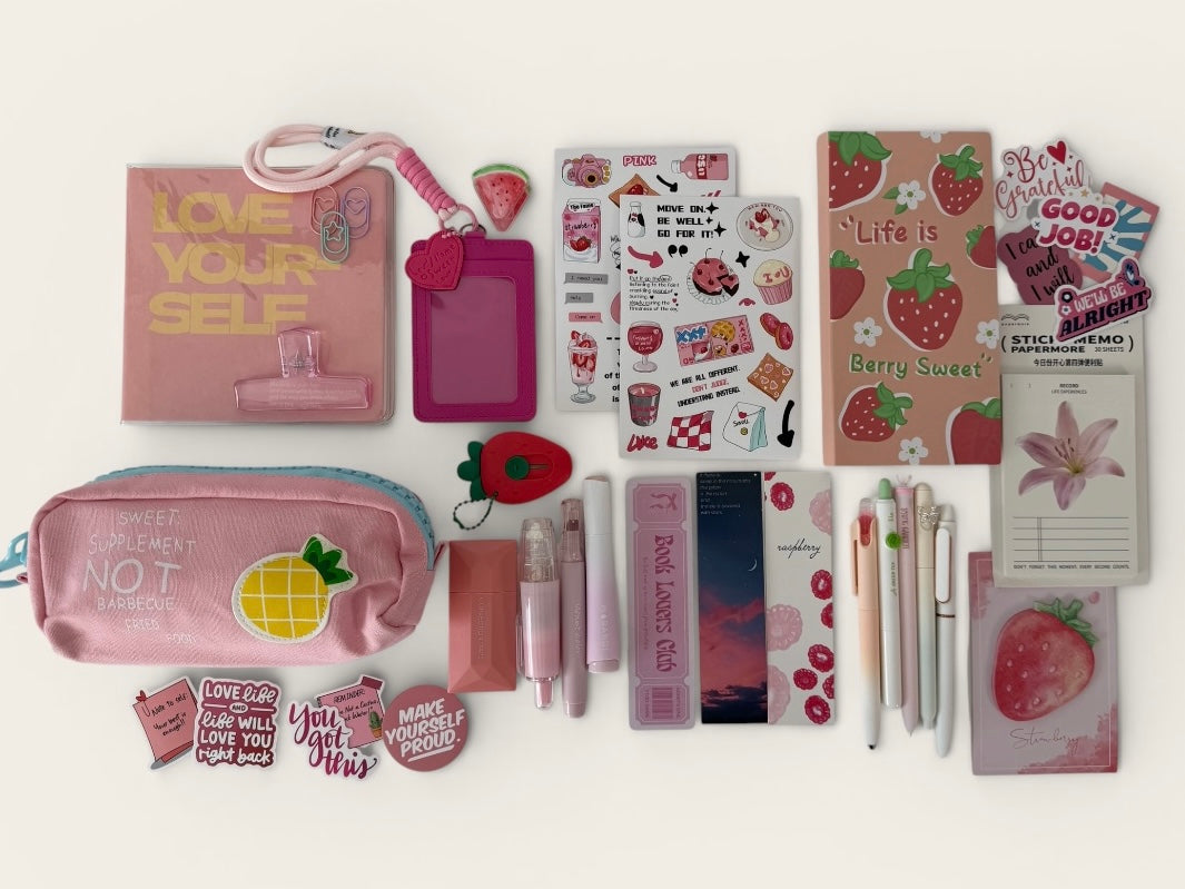 Aesthetic Stationery Box – Complete Desk Set (Notebook, Pouch & Accessories)