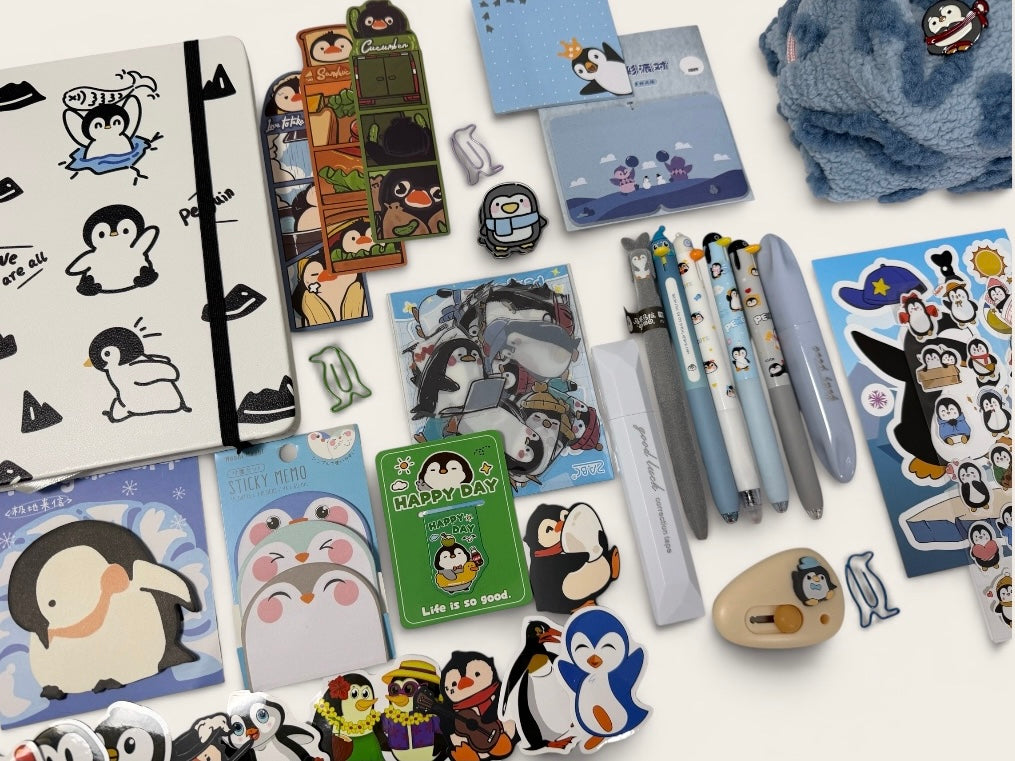 Chill & Create" Penguin Stationery Set 🐧” - Large