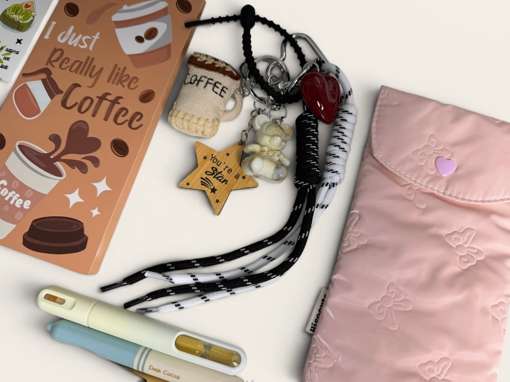 Coffee Lover Stationery Gift Box – Cute Coffee-Themed Desk Set with Pens, Stickers, Pouch & Keychain