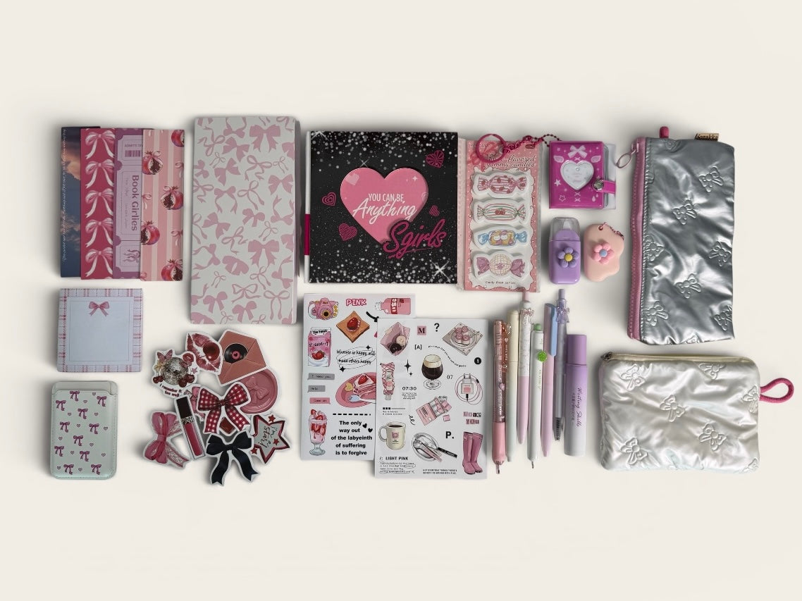 DarkPink Stationery Box – Cute Planner Set, Stickers, Pens & Desk Accessories Gift Box
