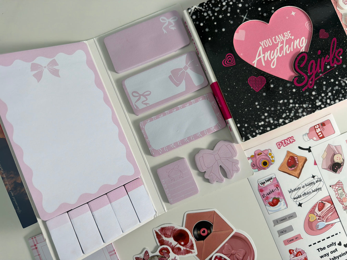 DarkPink Stationery Box – Cute Planner Set, Stickers, Pens & Desk Accessories Gift Box