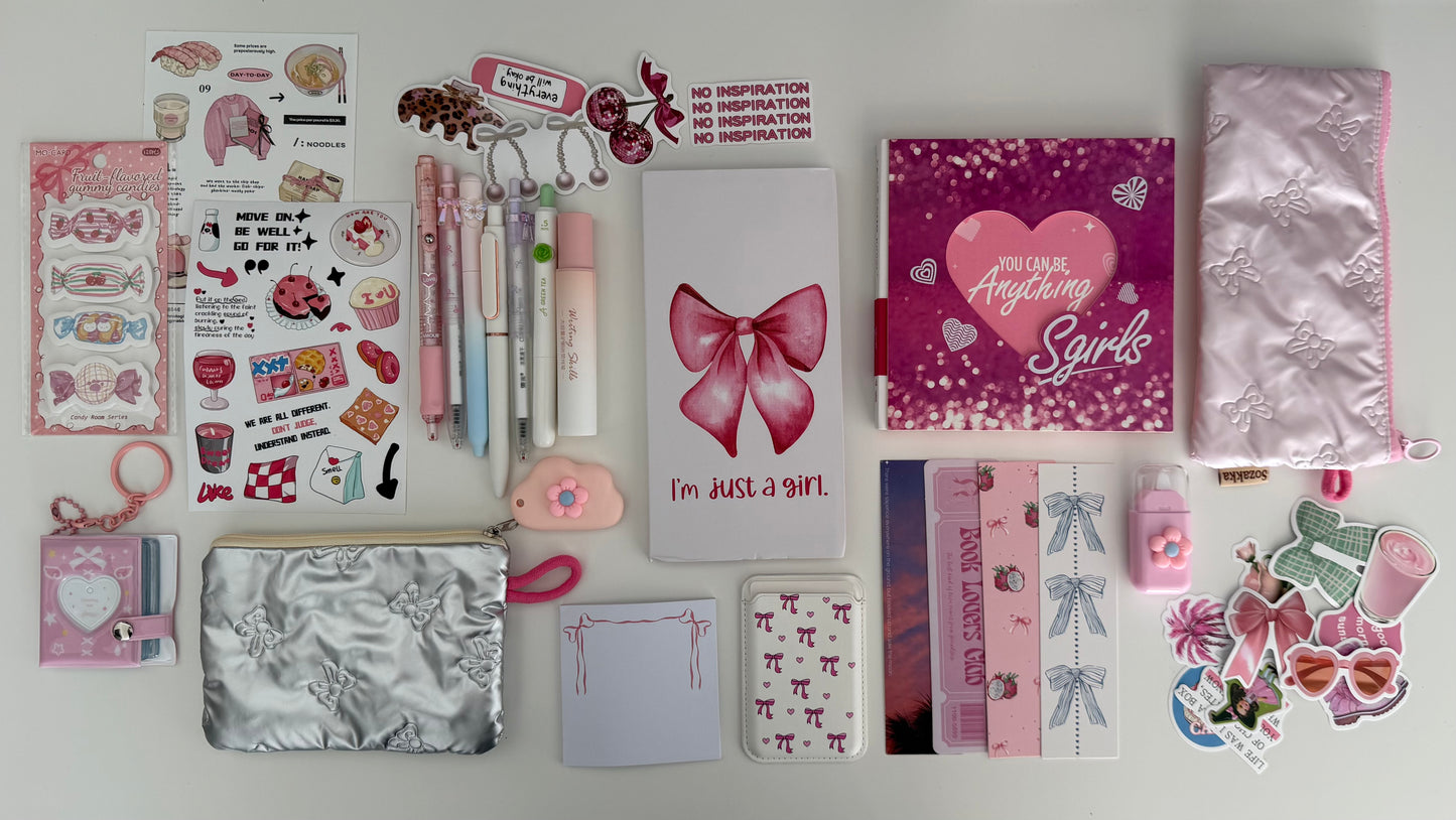 Pink Aesthetic Stationery Box – Cute Planner Set, Stickers, Pens & Desk Accessories Gift Box