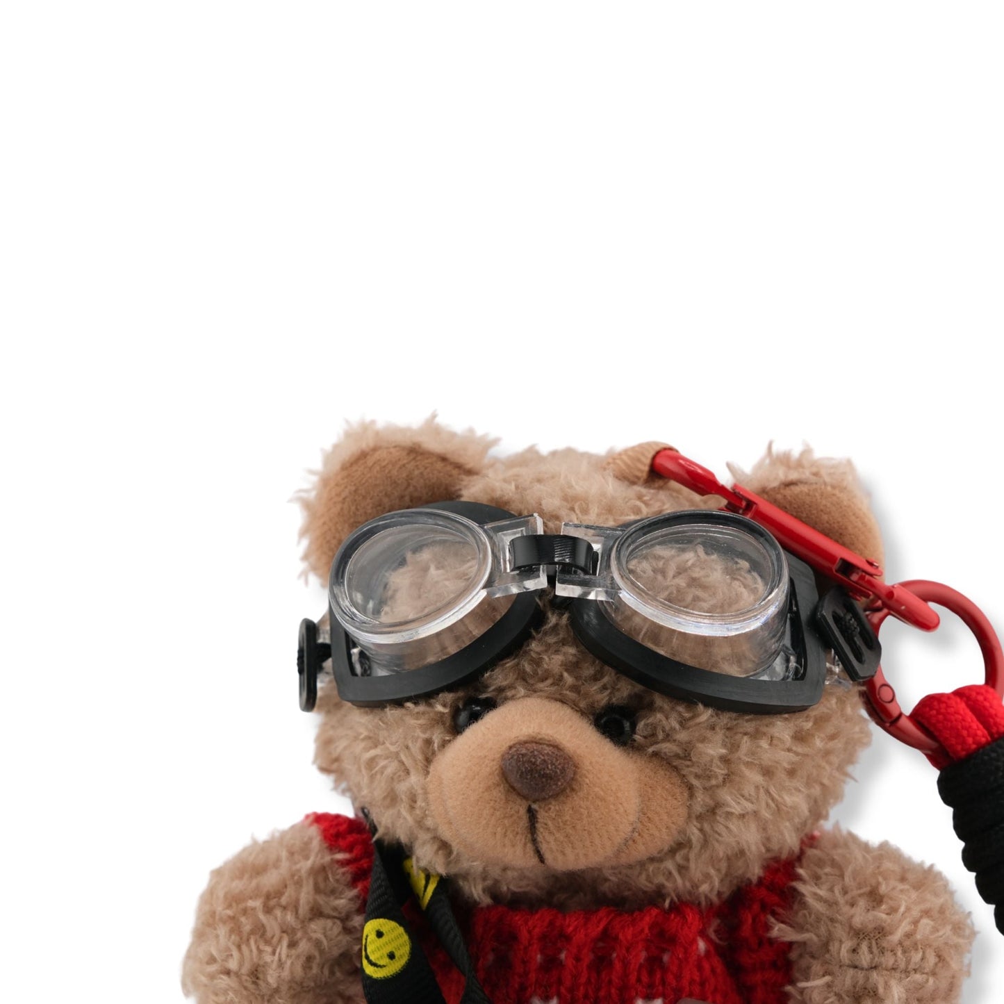 Adventure Teddy Keychain — Brown (Red Sweater)