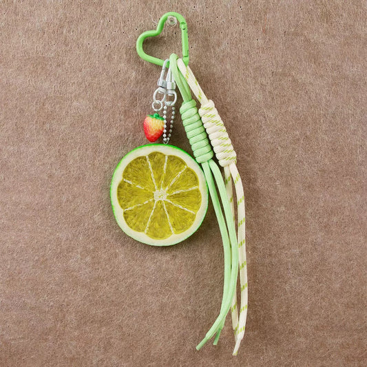 Lime Slice Charm Keychain
