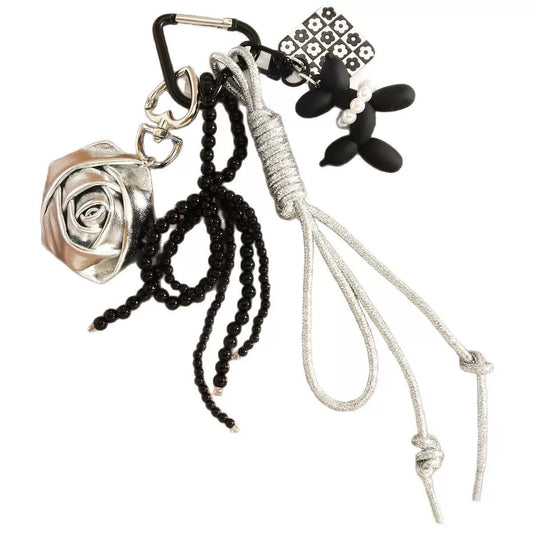 Black Rose Charm Keychain