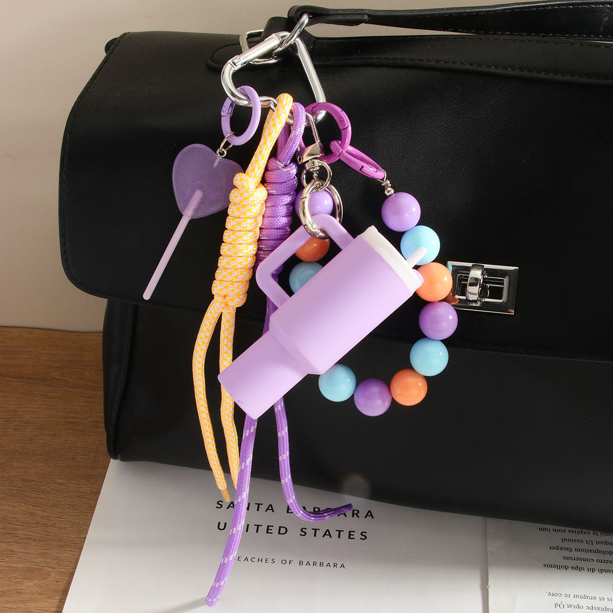 Lavender Cup & Candy Beads Bag Charm