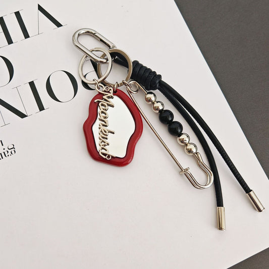 Monochrome Mirror Bag Charm — Red Frame