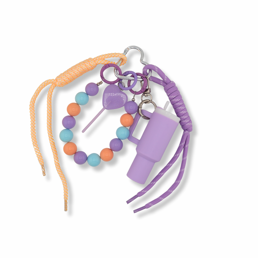 Lavender Cup & Candy Beads Bag Charm