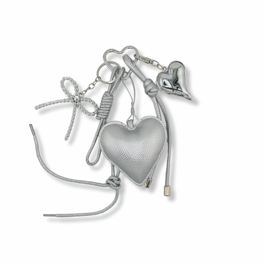 Silver Heart Star Bag Charm
