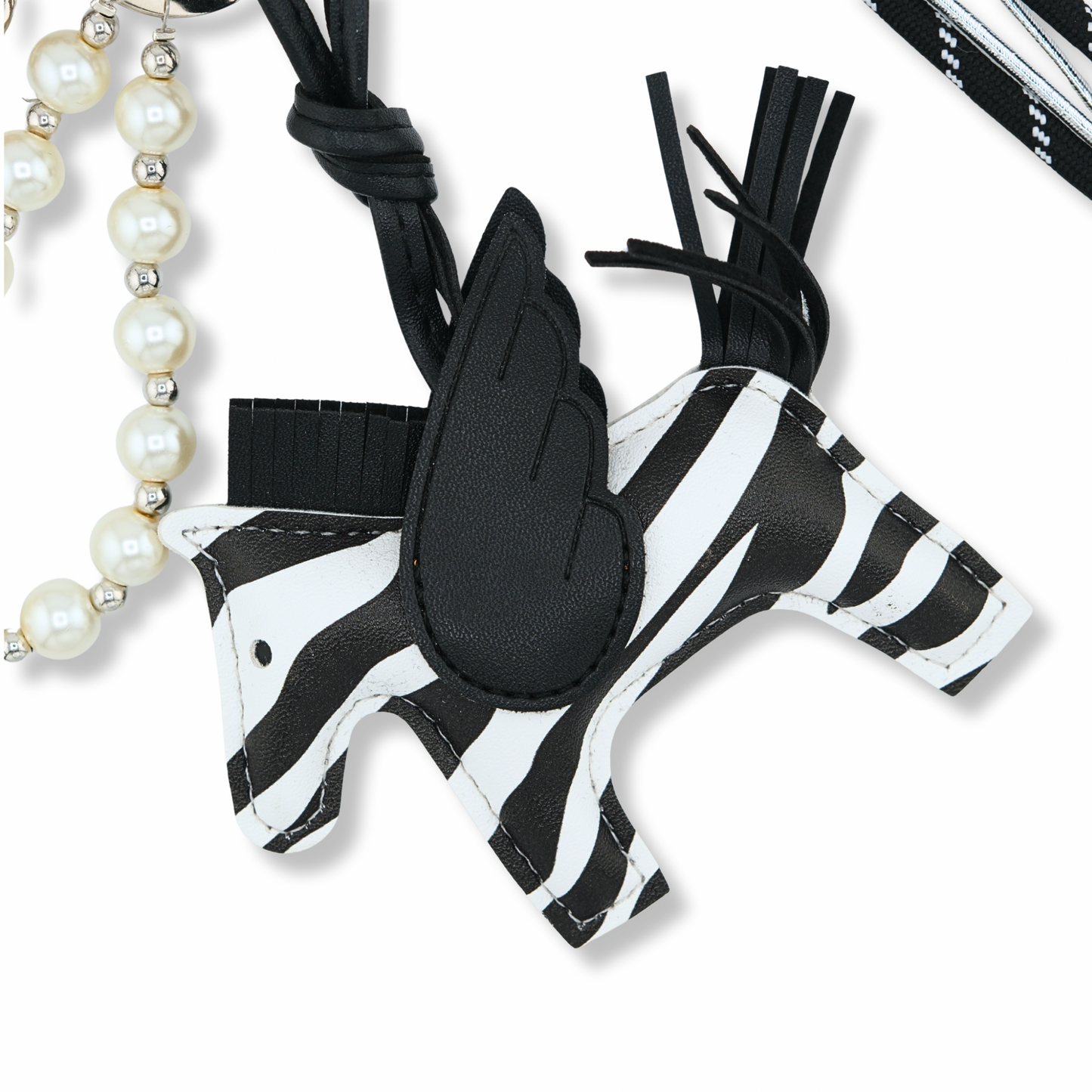 Zebra Pegasus Bag Charm — Pink Heart