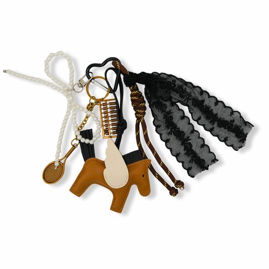 Tennis Pegasus Bag Charm — Pearl Bow