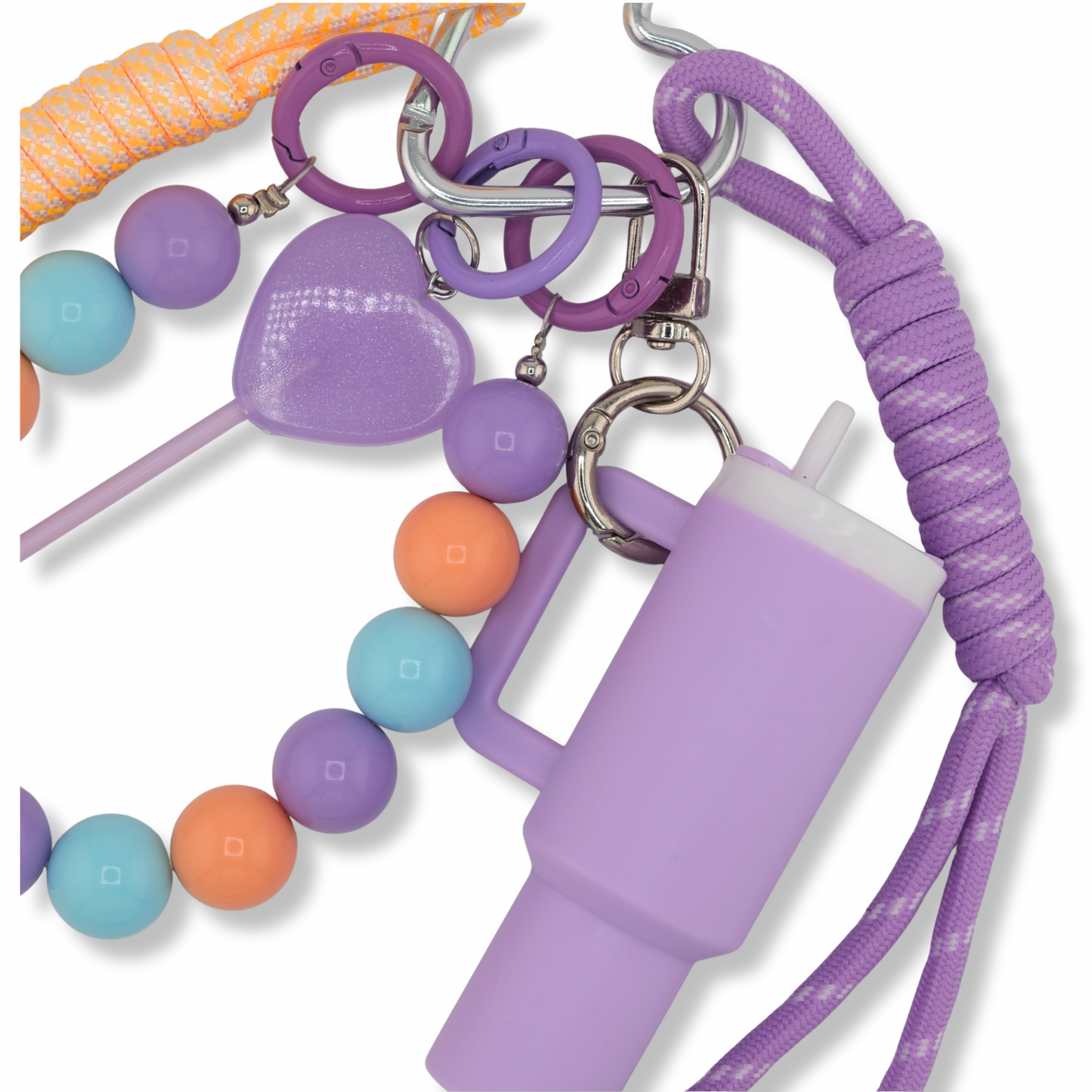 Lavender Cup & Candy Beads Bag Charm