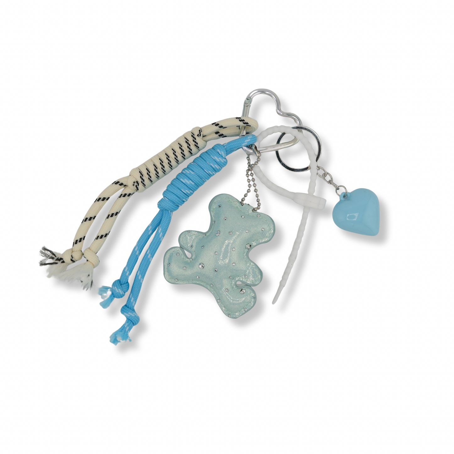 Blue Teddy & Pearl Bow Bag Charm