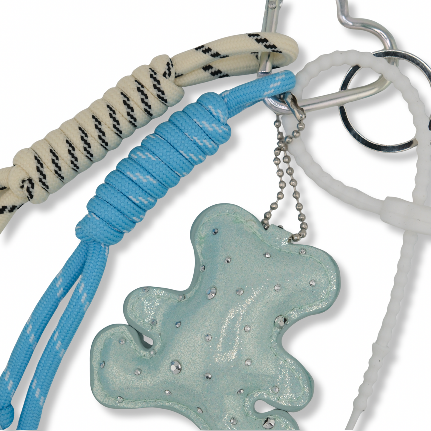 Blue Teddy & Pearl Bow Bag Charm